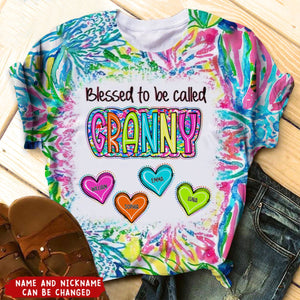 Grandma Nana Gigi Scribble Doodle Sweetheart Grandkids Personalized 3D T-shirt