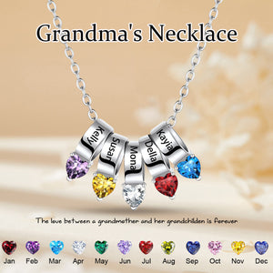 Personalized 1-5 Names Heart Birthstone Necklace for Women