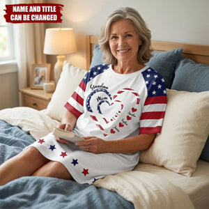 Mom's Grandma's Sweethearts Independence Day - Personalized Women's Sleep Tee