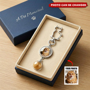 Personalized Cat Hair & Photo Memorial Keychain