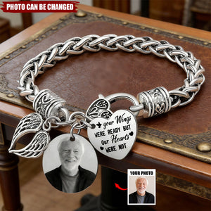 Your Wings Were Ready - Personalized Photo Memorial Bracelet