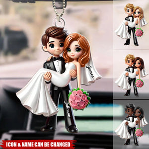 Personalized Mr Mrs Married Couple Personalized Acrylic Car Ornament, Gift For Him, Her