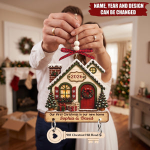 Key To New Beginnings - Personalized New Home Wooden Ornament With Tag