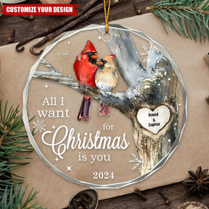 Personalized Gift For Married Couple Circle Glass Ornament