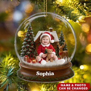 Celebrate Your Baby's First Christmas With Santa Suit And Reindeer, Personalized Acrylic Ornament