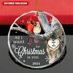 Personalized Gift For Married Couple Circle Glass Ornament