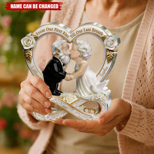 From Our First Kiss Till Our Last Breath Anniversary Gift For Couples - Custom Shaped Acrylic Plaque