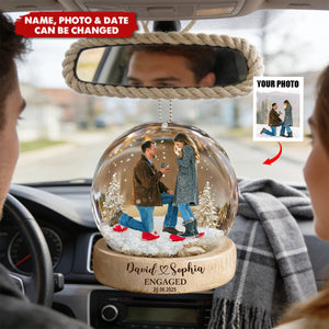 Our First Time Engaged Keepsake - Personalized Car Ornament