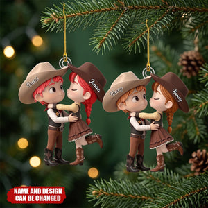 Personalized Cowboy/Cowgirl Couple Acrylic Ornament, Custom Western Country Lovers Gift