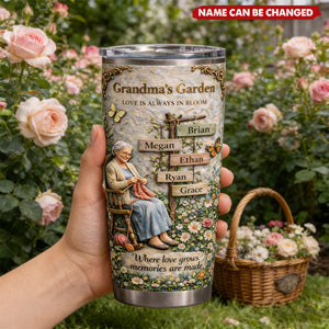 Vintage Grandma's Garden - Personalized Stainless Steel Tumbler, Gifts For Grandma
