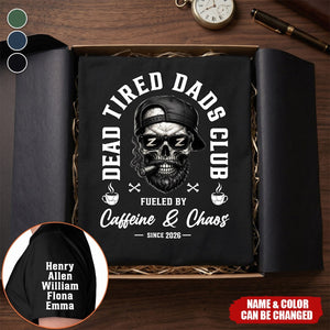 Dead Tired Dads Club Custom Kids' Names On Sleeves Shirt