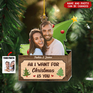 Custom Photo Christmas Couple From Our First Kiss Till Our Last Breath - Personalized Cutout Acrylic Ornament
