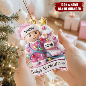 Christmas Baby Shower Gender Reveal - Personalized Acrylic Ornament Gifts For New Parents