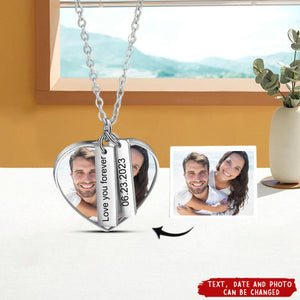 Personalised Photo Necklace With Custom Engraved Plates Bespoke Gift For Her