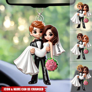 Personalized Mr Mrs Married Couple Personalized Acrylic Car Ornament, Gift For Him, Her