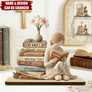 God Says I Am - Personalized Shaped Wooden Plaque - Christian Gift For Her