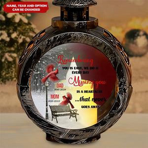 Remembering Loved Ones With Cardinal And Winter Scene - Personalized Custom Christmas Lantern Ornament