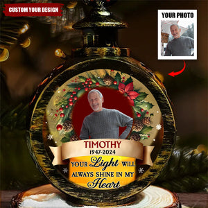 Your Light Will Shine In My Heart Memorial Personalized Lantern