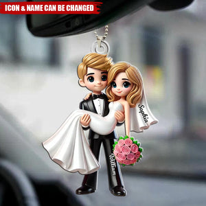 Personalized Mr Mrs Married Couple Personalized Acrylic Car Ornament, Gift For Him, Her