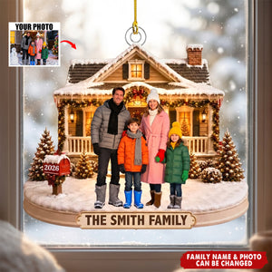 Custom Photo Acrylic Ornament - Personalized Christmas Birthday Gifts - Warm Wishes From Our Family