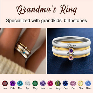 Dainty Stacking Personalized Birthstone Rings, Gift For Grandma Mom