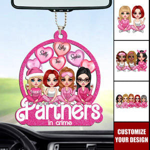 Galentine Gang Partners In Crime Pretty Girls Personalized Acrylic Ornament, Valentine's Day Gift