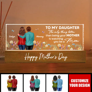 To My Daughter From Mom Happy Mother's Day Floral Personalized Acrylic Block LED Night Light