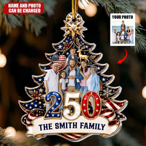 250th Anniversary Custom Family Photo & Name Usa Patriotic Keepsake Gifts - Personalized Ornament