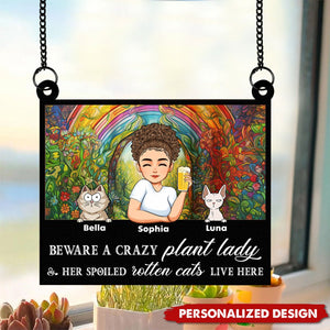 Girl Who Loves Dogs And Gardening - Personalized Window Hanging Suncatcher Ornament