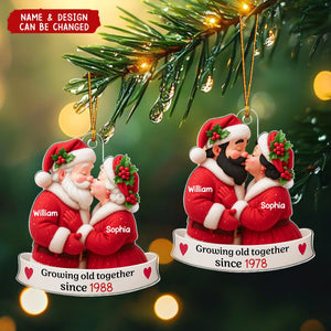 Santa Couple Growing Old Together Personalized Acrylic Ornament