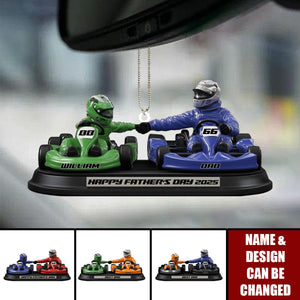 Kart Racing Loving Dad & Kid - Personalized Custom Shaped Ornament