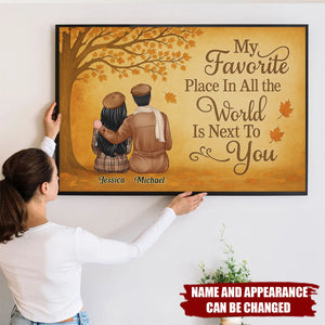 My Favorite Place Is Next To You - Personalized Fall Couple Poster