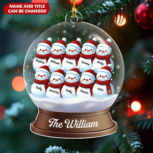 Snowman Family Christmas - Personalized Custom Acrylic Ornament