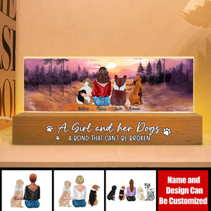Realistic Beach Landscape A Girl And Her Dog Bond Can't Be Broken Personalized Acrylic Block LED Night Light