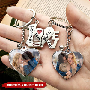 Couple Photo Heart Pendant Personalized Keychain, Valentine's Day Gift