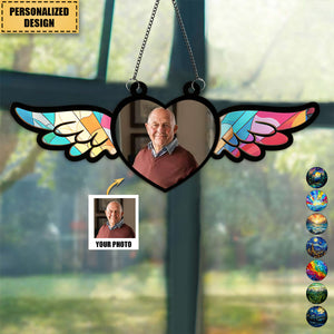 Memorial Angel Wings - Personalized Window Hanging Suncatcher Photo Ornament