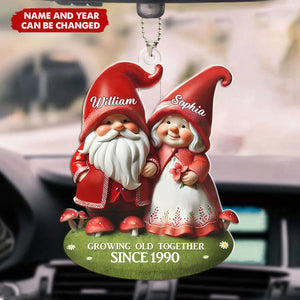 Personalized 3D Effect Dwarf Couple Together, Heartfelt Gift For Couple, For Him, For Her, Husband, Wife Transparent Acrylic Car Ornament