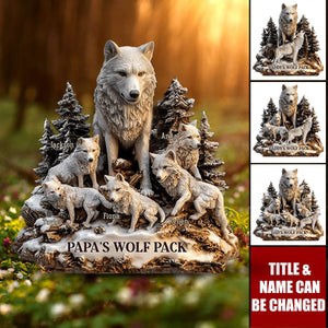 Papa's Wolf - Personalized Father Custom Shaped Acrylic Plaque