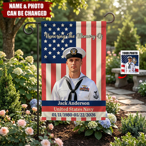 Military Memorial - Personalized Veteran Garden Flag