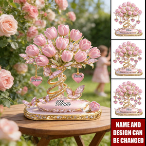 Mom We Love You Tulip Bouquet - Personalized Acrylic Plaque