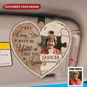 Custom Photo A Big Piece Of My Heart Lives In Heaven - Personalized Car Visor Clip