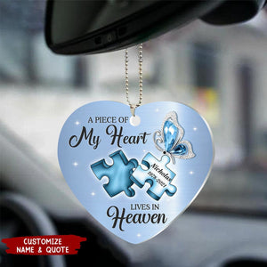 A Piece of My Heart Lives In Heaven - Personalized Memorial Acrylic Ornament