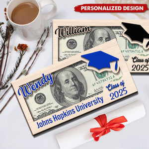 Custom Name Class Of 2025 Graduation Wood Money Holder