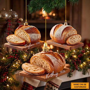 Personalized Sourdough Bread Ornament, Rustic Acrylic Christmas Gift
