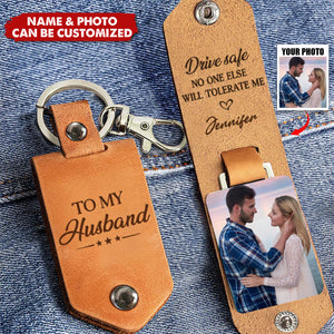 No One Else Will Tolerate Me Personalized Leather Photo Keychain
