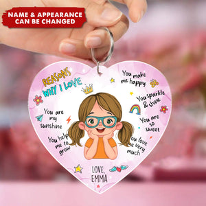 Gift For Mom Reasons Why I Love Mommy Transparent Acrylic Keychain