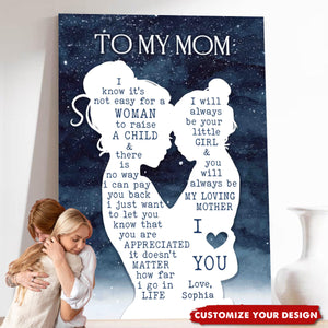 Mom & Daughter Silhouette Starry Night - Personalized Poster