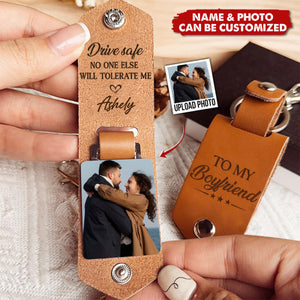 No One Else Will Tolerate Me Personalized Leather Photo Keychain