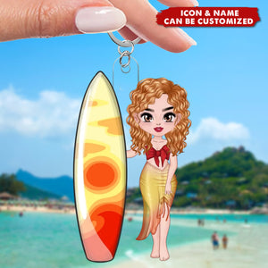 Surfboard Cartoon Character - Personalized Acrylic Keychain