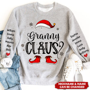 Forget About Santa I'll Just Ask Nana - Family Personalized Custom Unisex Sweatshirt With Design On Sleeve - Christmas Gift For Mom, Grandma